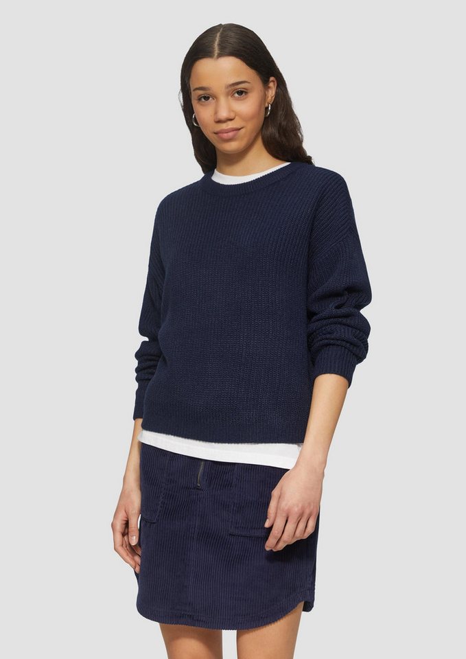 QS Longpullover Strickpullover Verkürzter Pullover mit Raglanärmeln von QS