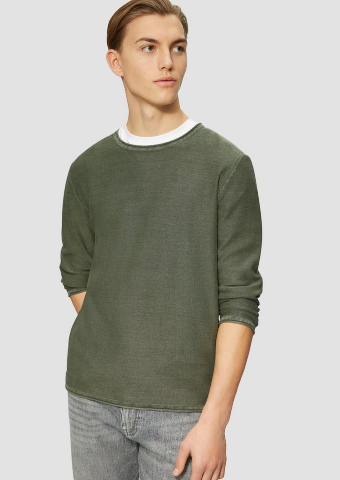 QS Longpullover Strickpullover Gewaschener Strickpullover mit Rollkante von QS
