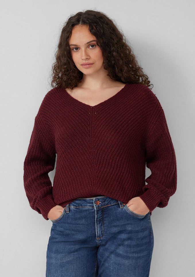 QS Longpullover Strickpullover Melierter Pullover mit überschnittener Schulter von QS
