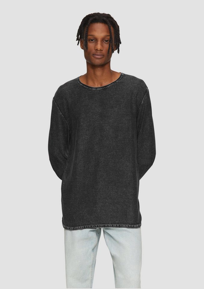 QS Longpullover Strickpullover Gewaschener Strickpullover mit Rollsaum von QS