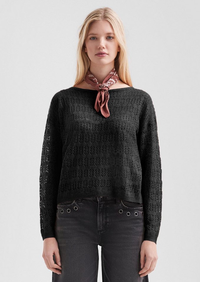 QS Longpullover Strickpullover Zarter Pullover mit offenem Ajourmuster von QS