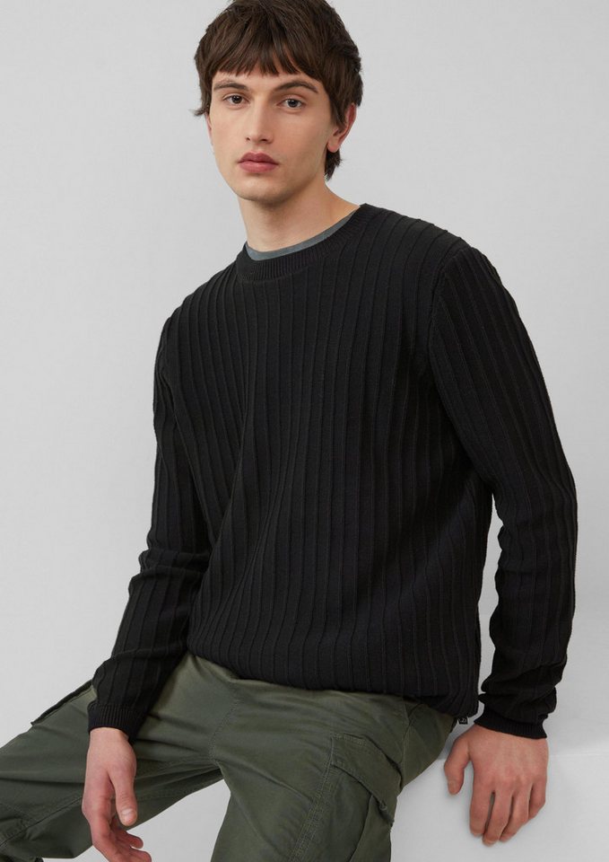 QS Longpullover Strickpullover Baumwollpullover in Strukturstrick (1-tlg) von QS