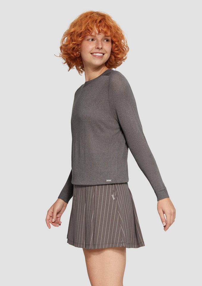 QS Longpullover Strickpullover Feinstrickpullover in Glitzeroptik (1-tlg) von QS
