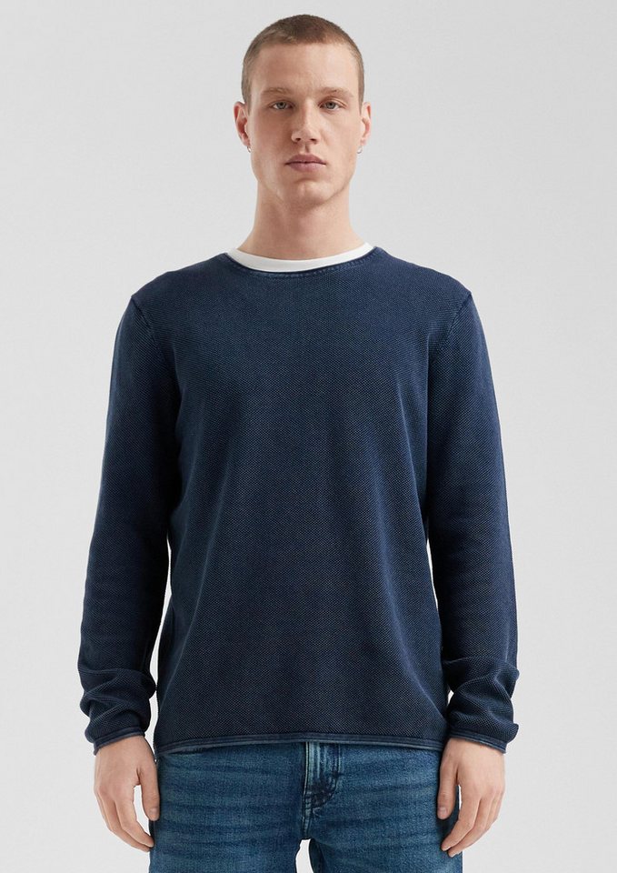 QS Longpullover Strickpullover Gewaschener Pullover mit Rollkante (1-tlg) von QS