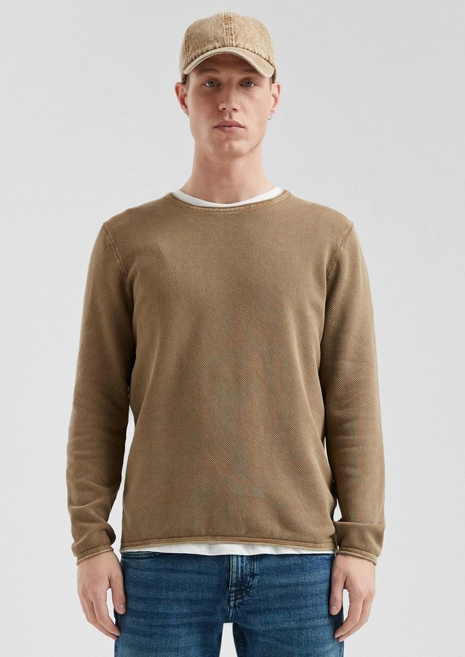 QS Longpullover Strickpullover Gewaschener Pullover mit Rollkante (1-tlg) von QS