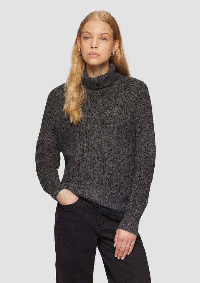 QS Longpullover Strickpullover Kuscheliger Zopfstrickpullover (1-tlg) von QS