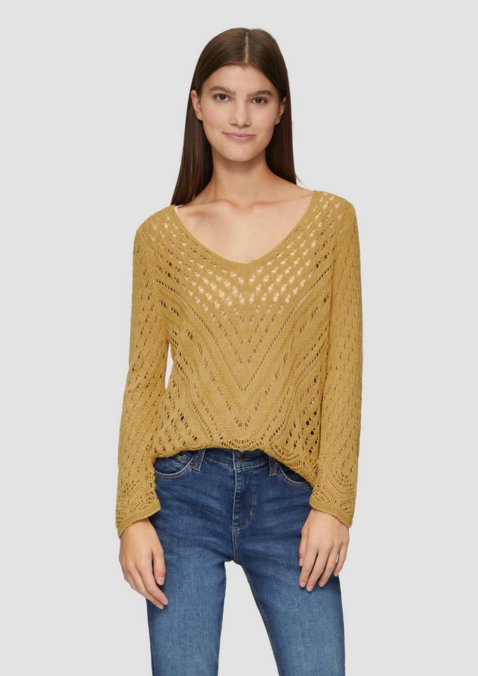 QS Longpullover Strickpullover Leichter Strickpullover in Ajour-Muster von QS