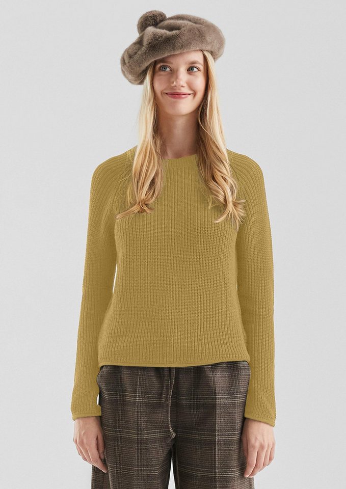 QS Longpullover Strickpullover Melierter Strickpullover mit Raglanärmeln von QS