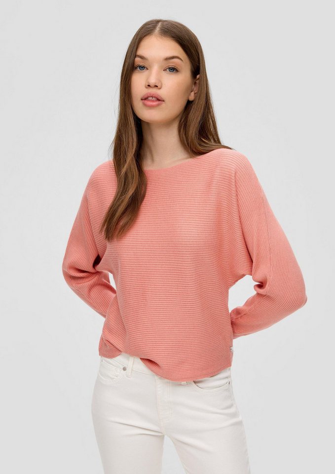 QS Longpullover Strickpullover Rippstrickpulli mit Fledermausarm von QS