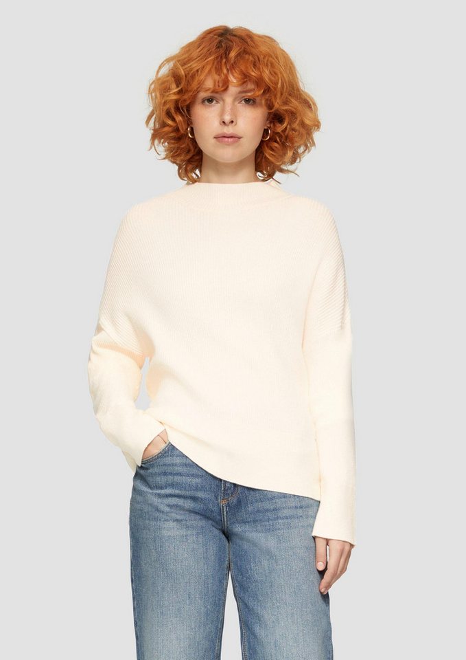 QS Longpullover Strickpullover Rippstrickpulover mit weiten Ärmeln von QS