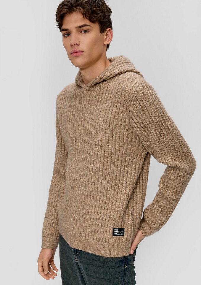 QS Longpullover Strickpullover Strick-Hoodie mit Rippstruktur von QS