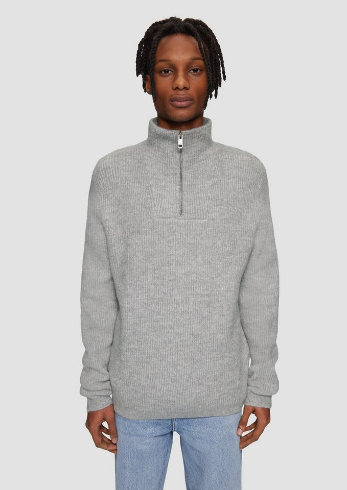 QS Longpullover Strickpullover Strick-Troyer mit Rippstruktur (1-tlg) von QS