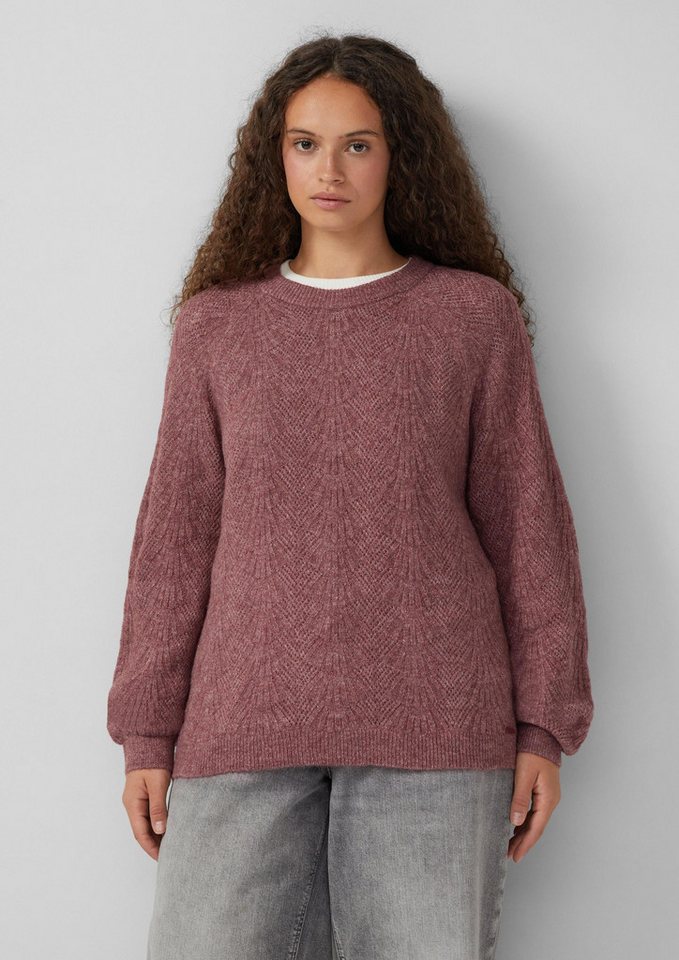 QS Longpullover Strickpullover Pullover mit Ajourmuster von QS