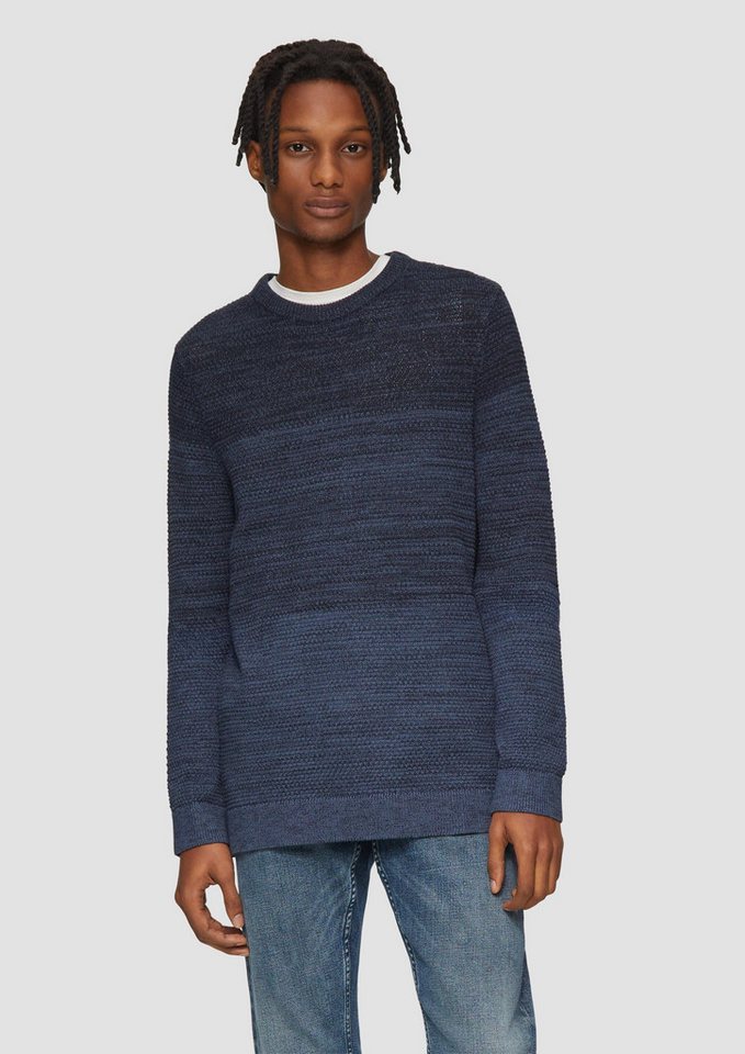 QS Longpullover Strickpullover Strickpullover in melierter Streifenoptik von QS