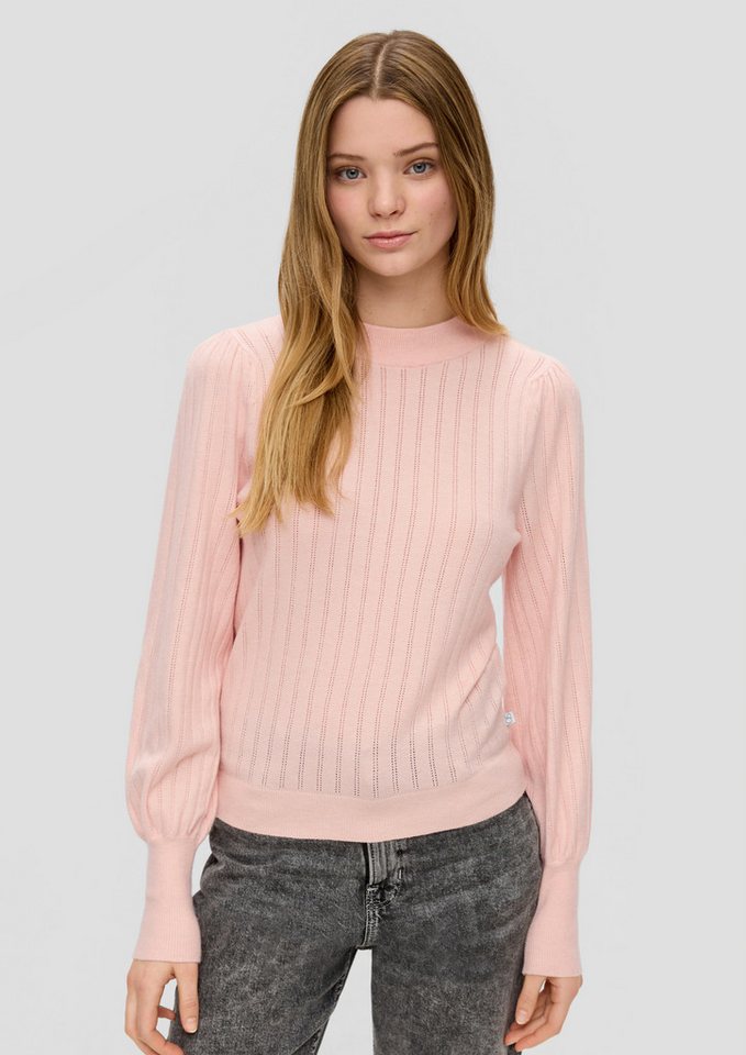 QS Longpullover Strickpullover Strickpullover mit Ajourmuster von QS