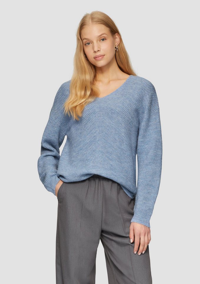 QS Longpullover Strickpullover Weicher Pullover mit Rippstruktur von QS