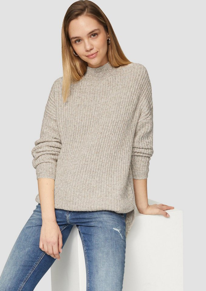 QS Longpullover Strickpullover Weicher Strickpullover mit Rippstruktur von QS