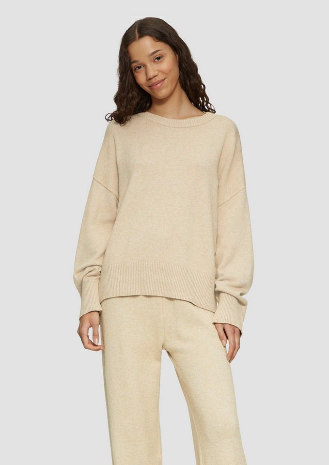 QS Longpullover Strickpullover Weicher Strickpullover mit seitlich geschlitztem Saum von QS
