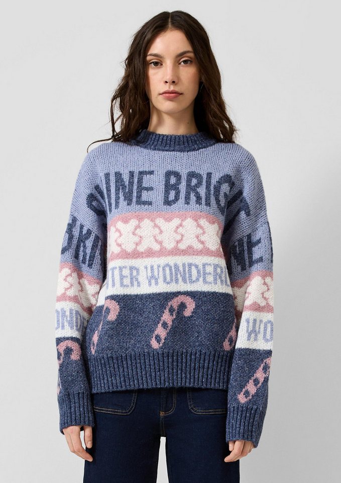 QS Longpullover Strickpullover Weihnachtspullover mit Wolle von QS