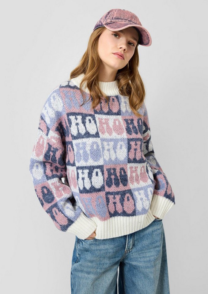 QS Longpullover Strickpullover Weihnachtspullover mit Wolle von QS