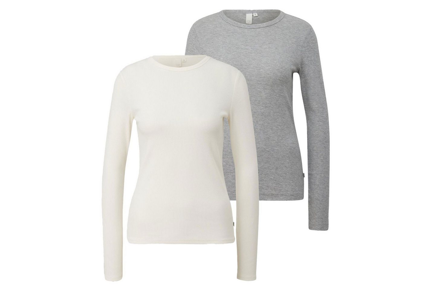 QS Longsleeve Basic-Shirt (2-tlg) langarm, Rundhals-Ausschnitt, Rippstruktur, im 2er Pack von QS