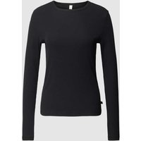 QS Longsleeve in Ripp-Optik mit Rundhalsausschnitt in Black, Größe XL von QS