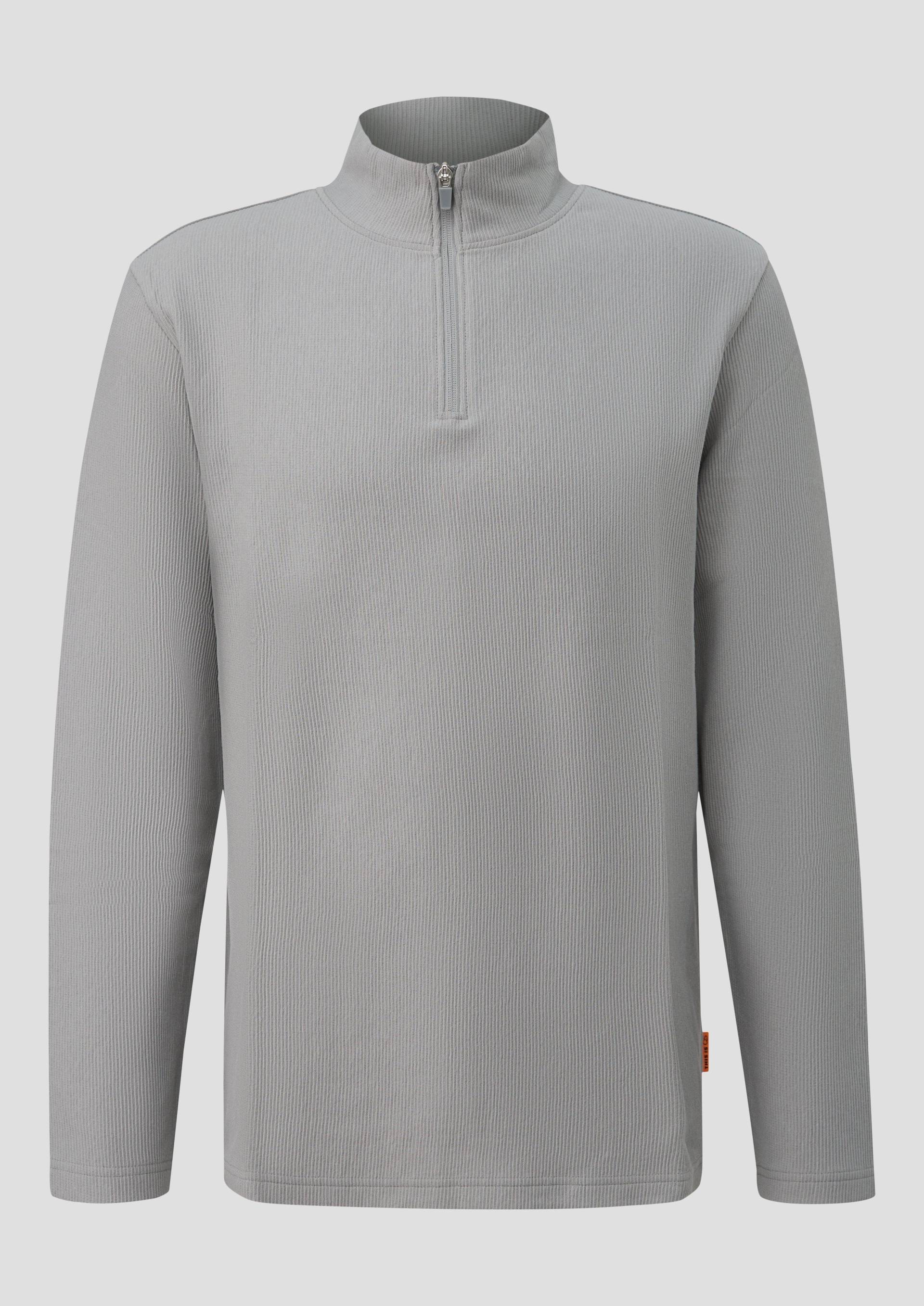 QS - Longsleeve in Rippstruktur, Herren, grau von QS