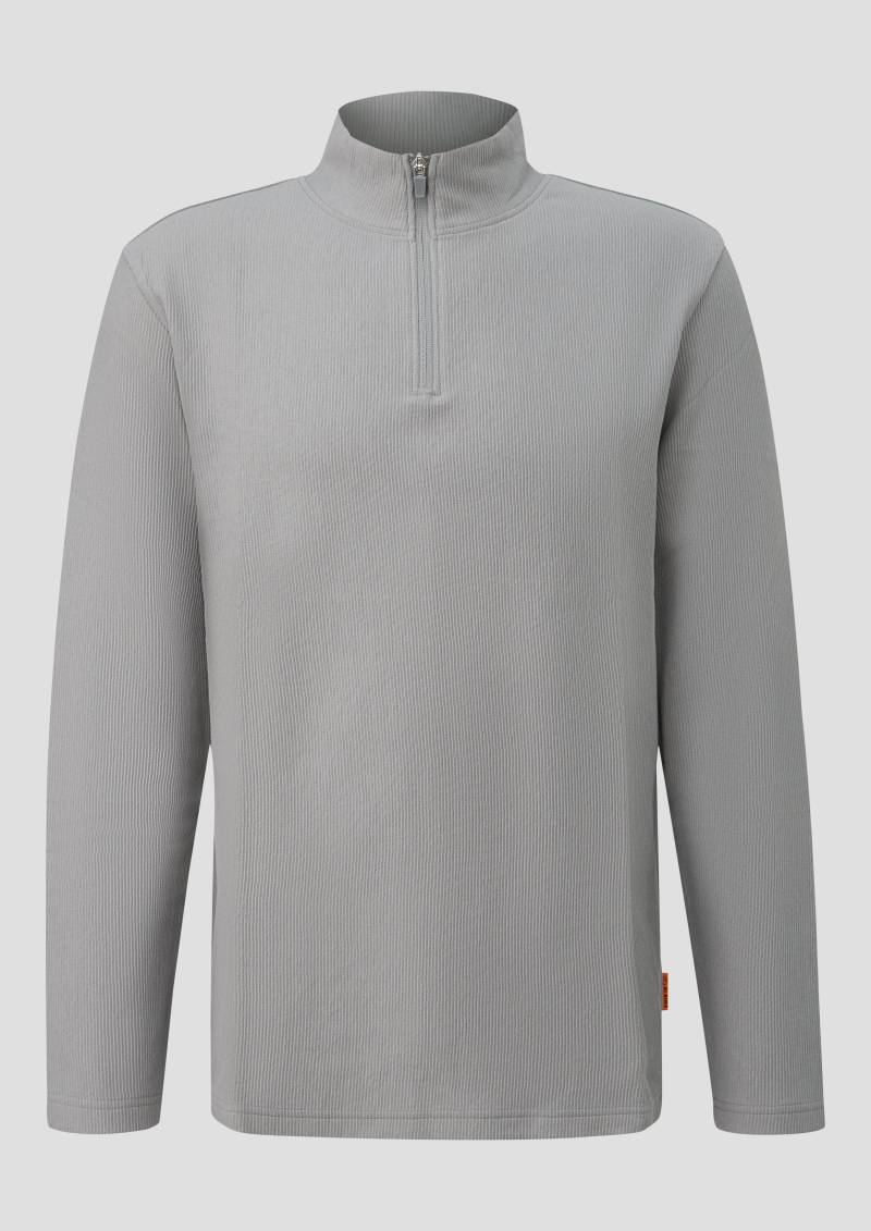 QS - Longsleeve in Rippstruktur, Herren, grau von QS