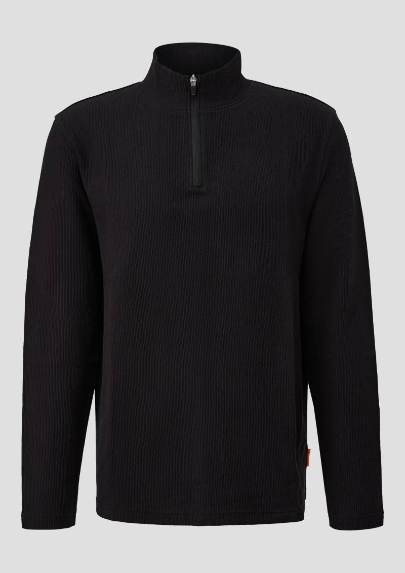 QS - Longsleeve in Rippstruktur, Herren, schwarz von QS
