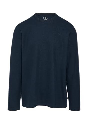 QS Longsleeve mit Rippstruktur und Logostickerei dunkelblau L von QS