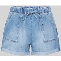 QS Loose Fit Jeansshorts mit elastischem Bund in Hellblau, Größe 34 von QS