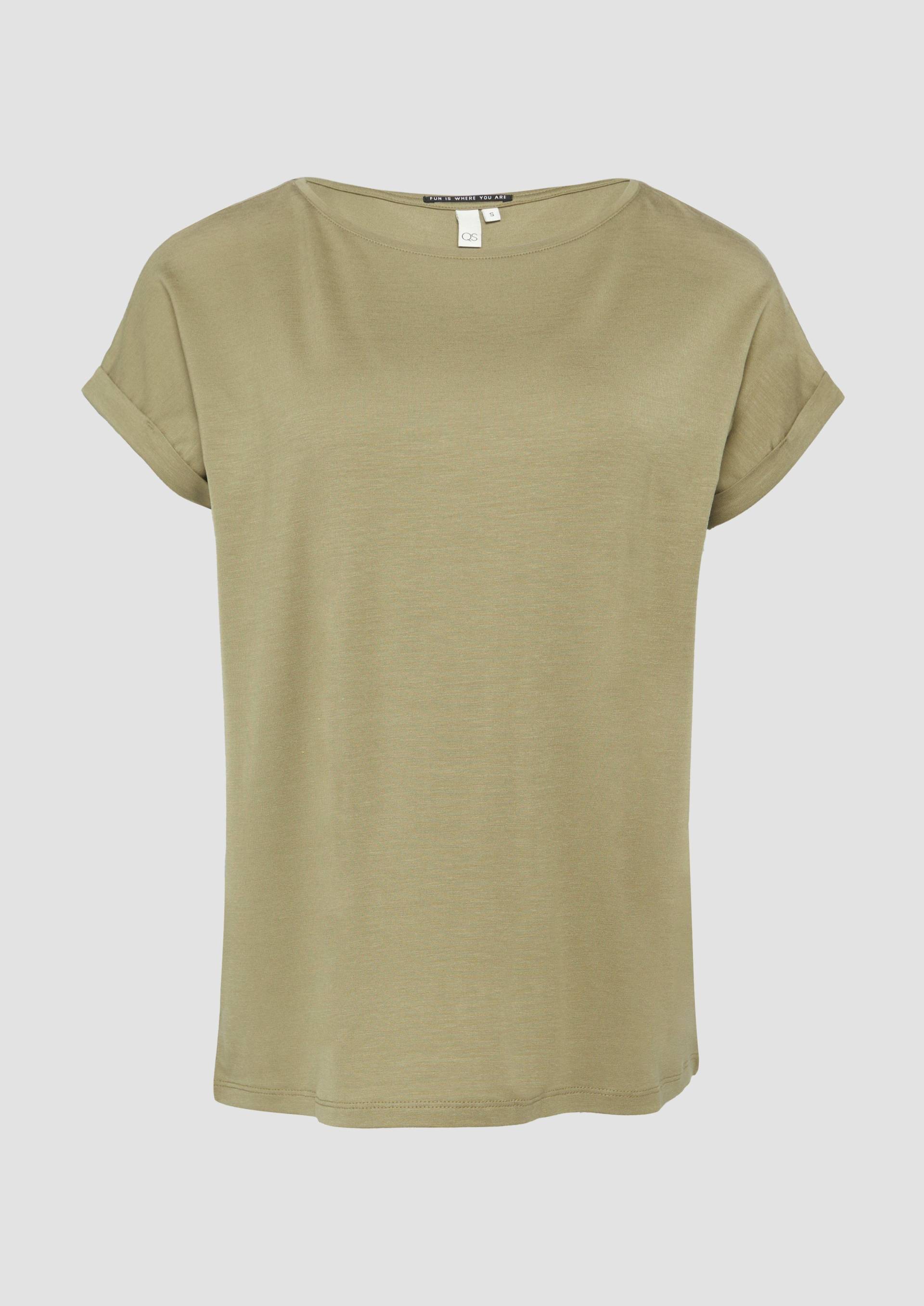 QS - Loose Fit-Shirt im Lyocellmix, Damen, Grün von QS