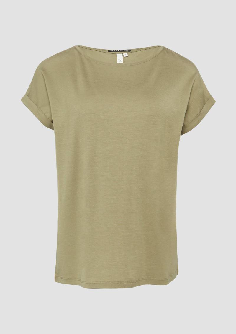 QS - Loose Fit-Shirt im Lyocellmix, Damen, Grün von QS