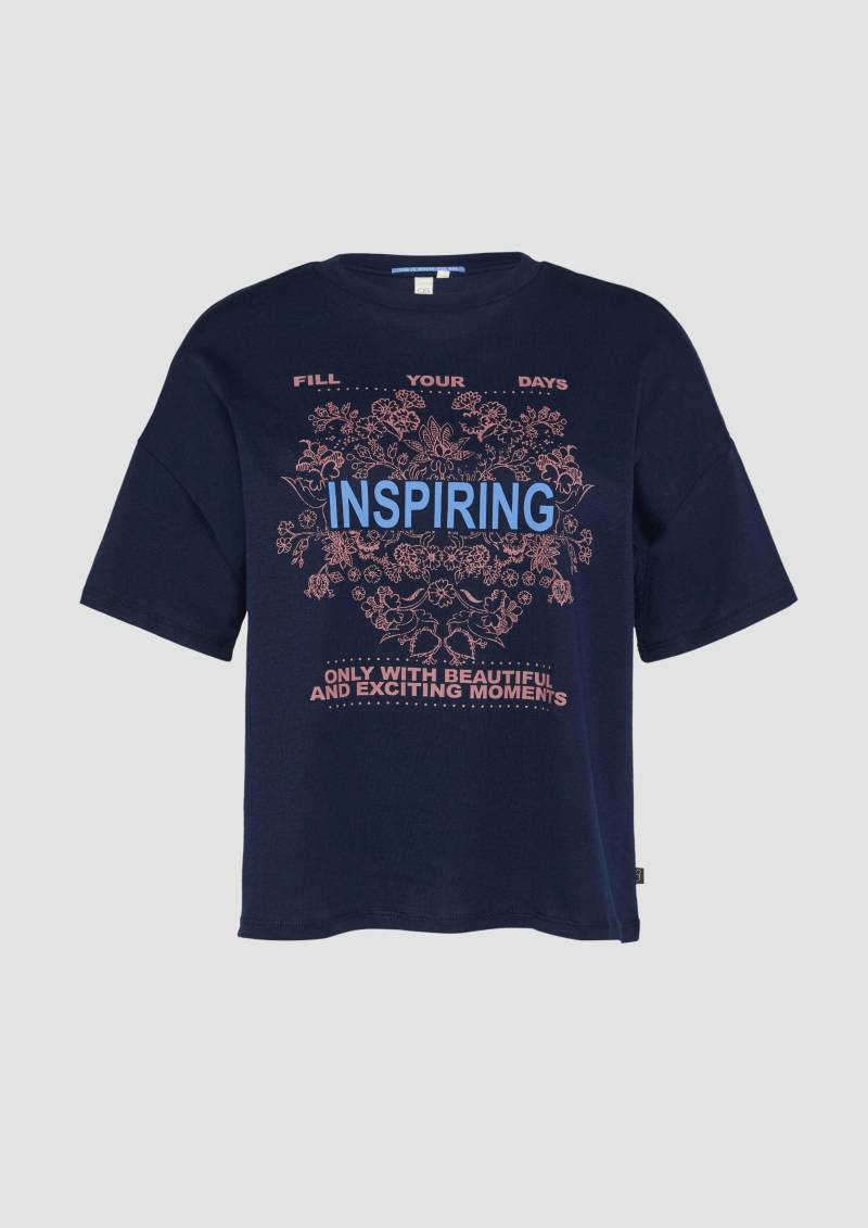 QS - Loose Fit-Shirt mit platziertem Print, Damen, blau von QS