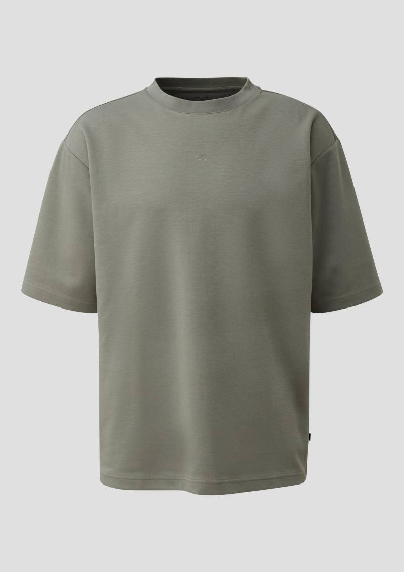 QS - Loose Fit T-Shirt mit Logostickerei, Herren, Grün von QS