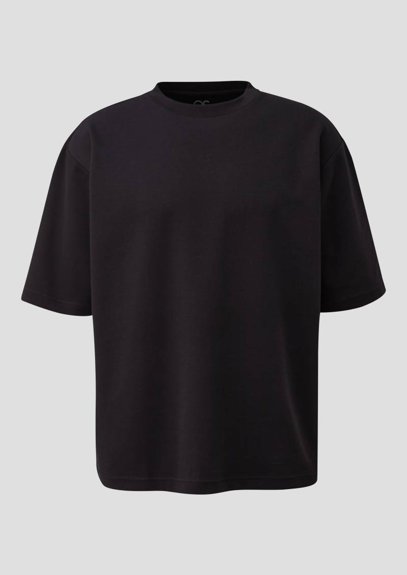 QS - Loose Fit T-Shirt mit Logostickerei, Herren, schwarz von QS