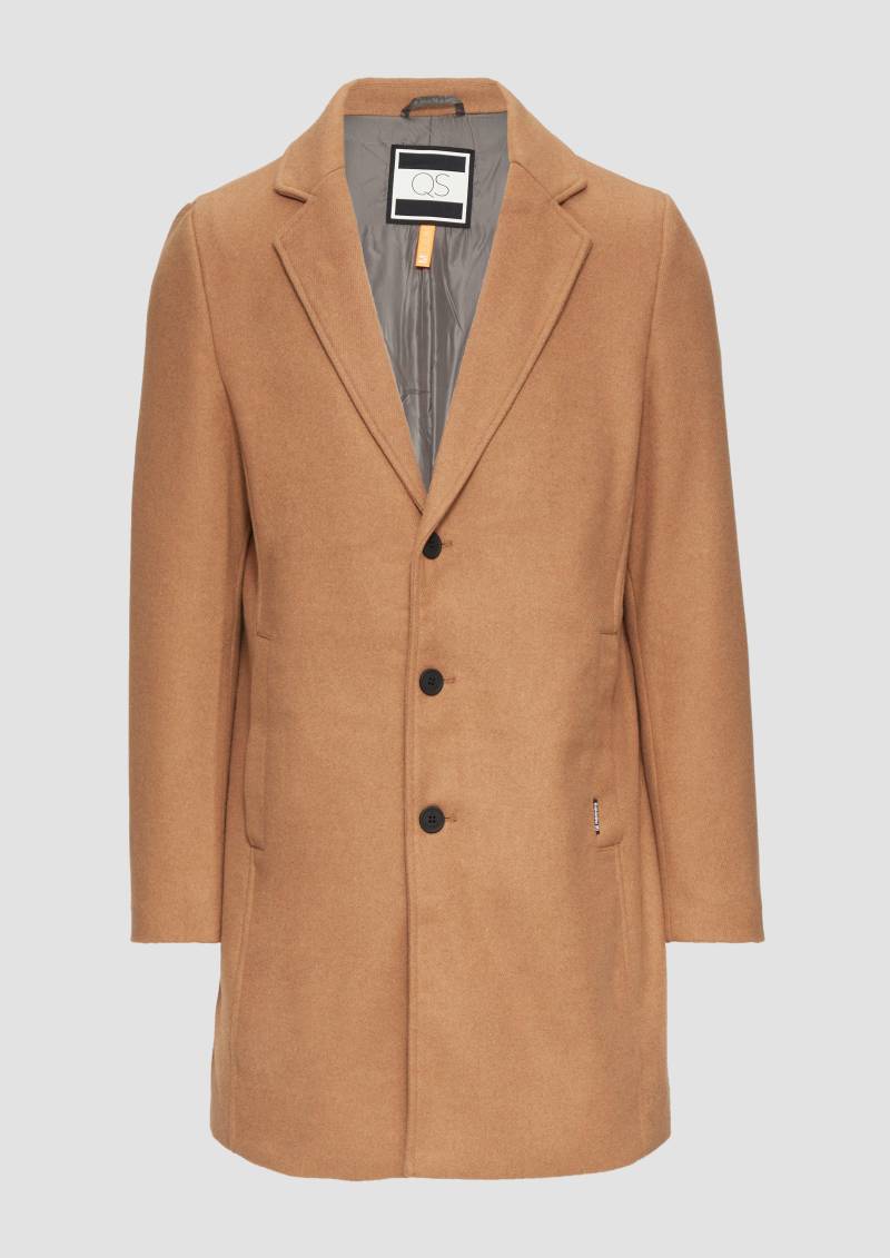 QS - Mantel mit Reverskragen aus Wollmix, Herren, braun QS - Mantel mit Reverskragen aus Wollmix, Herren, braun von QS