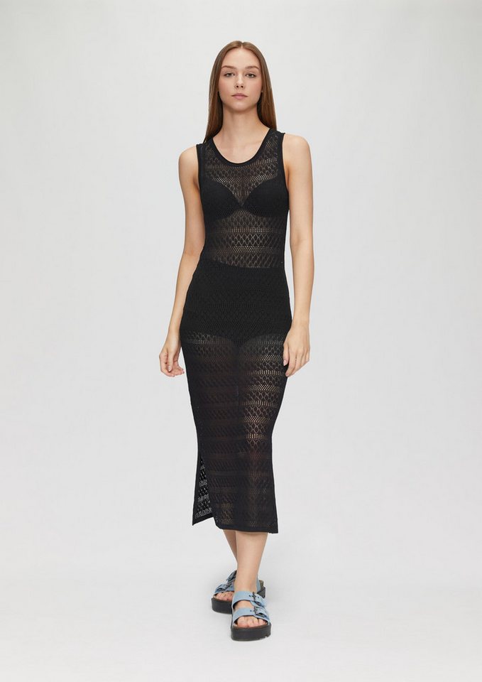 QS Maxikleid Transparentes Feinstrick-Kleid mit Ajourmuster von QS