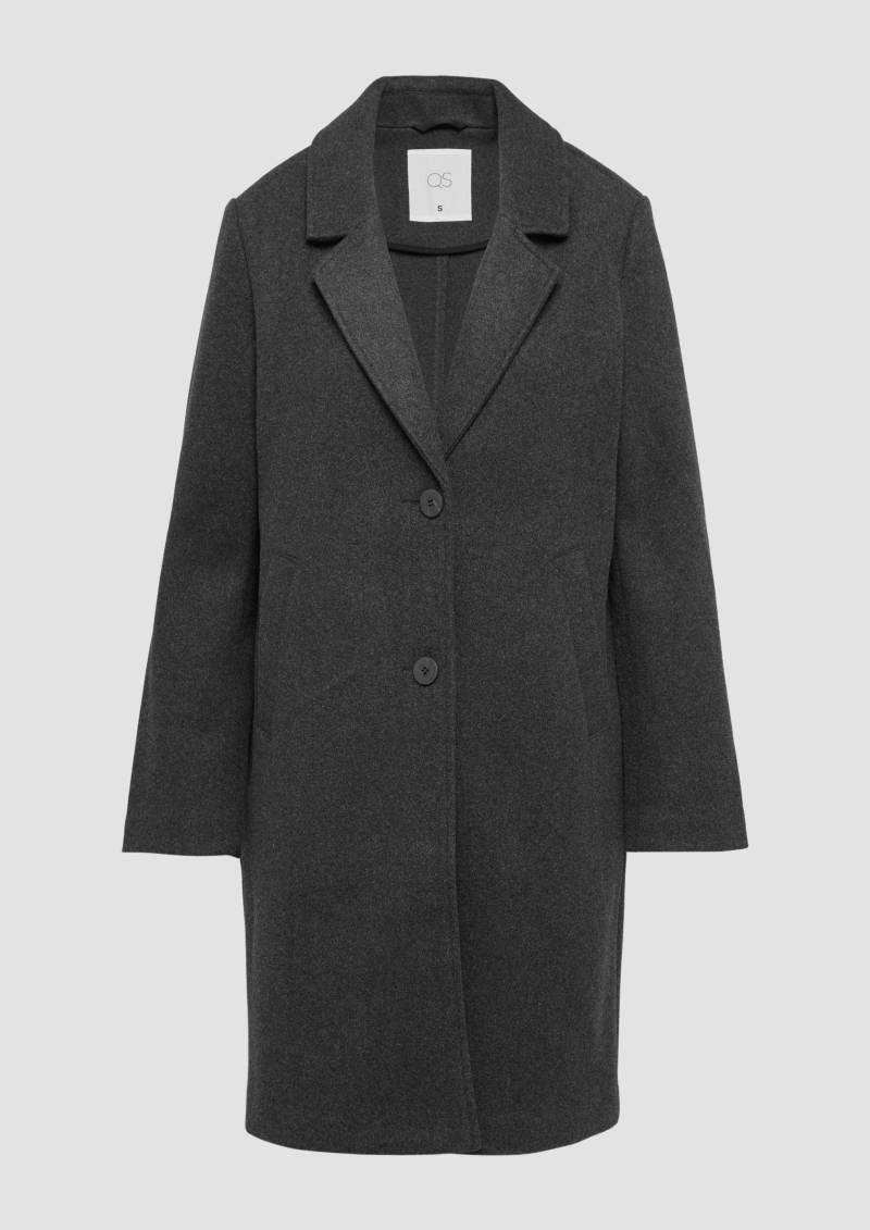 QS - Melierter Mantel mit Reverskragen, Damen, schwarz von QS