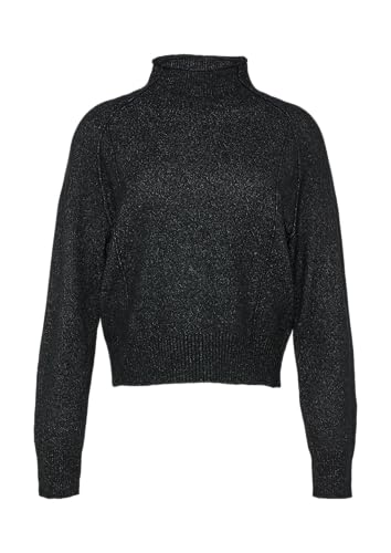 QS Melierter Strickpullover mit Stehkragen schwarz L von QS