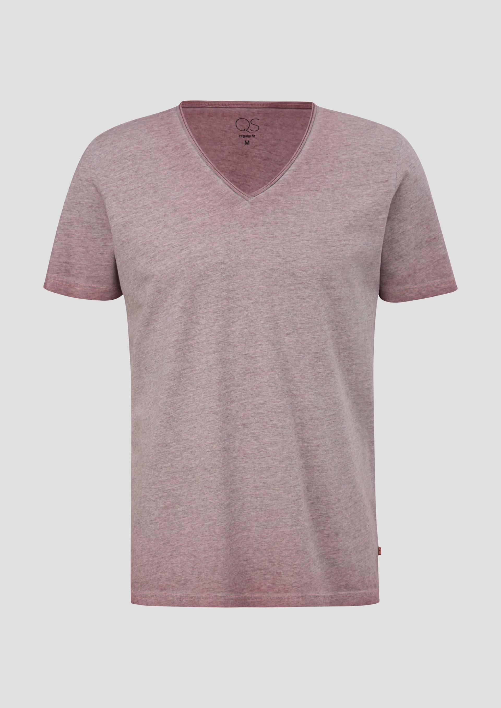 QS - Meliertes T-Shirt aus Baumwollmix, Herren, Rosa von QS