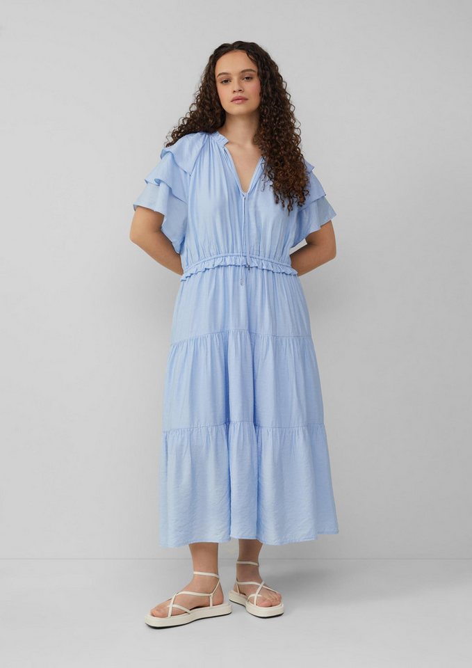 QS Midikleid Kleid Midikleid mit Volant-Details, QS x Debi Flügge von QS