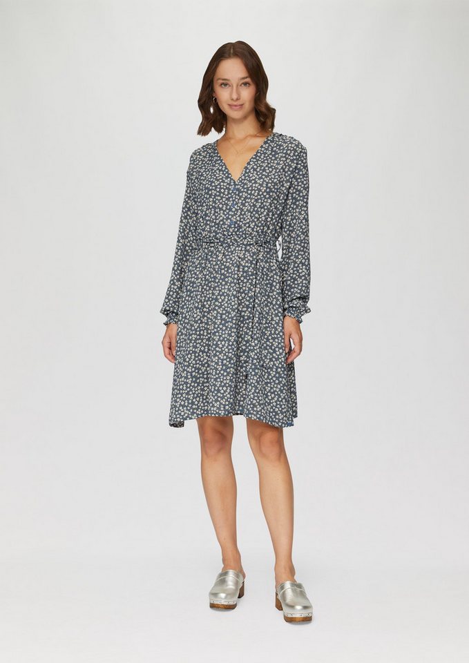 QS Minikleid Kurzes Crêpe-Kleid mit All-over-Print Raffung von QS