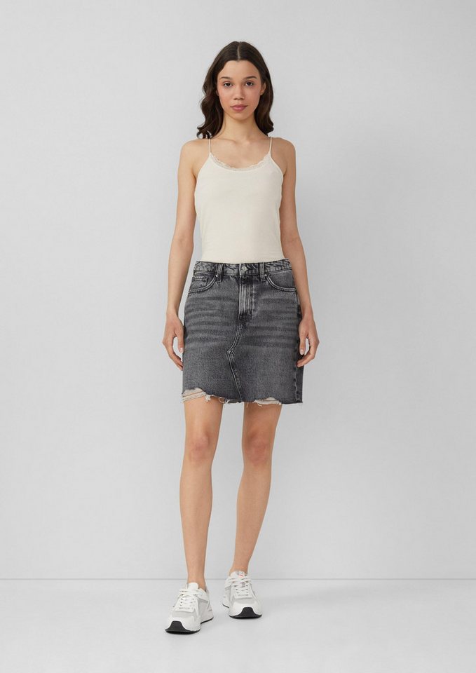 QS Minirock Rock Denimrock mit offenem Saum von QS