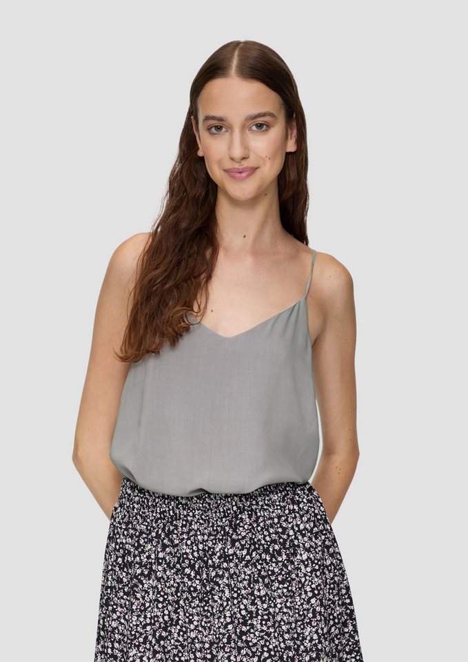 QS Muskelshirt Bluse Bluse aus Satin mit V-Neck von QS