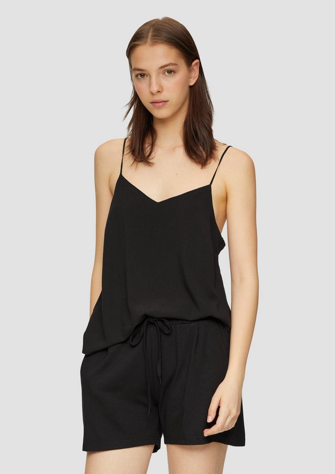 QS Muskelshirt Bluse Bluse aus Satin mit V-Neck von QS