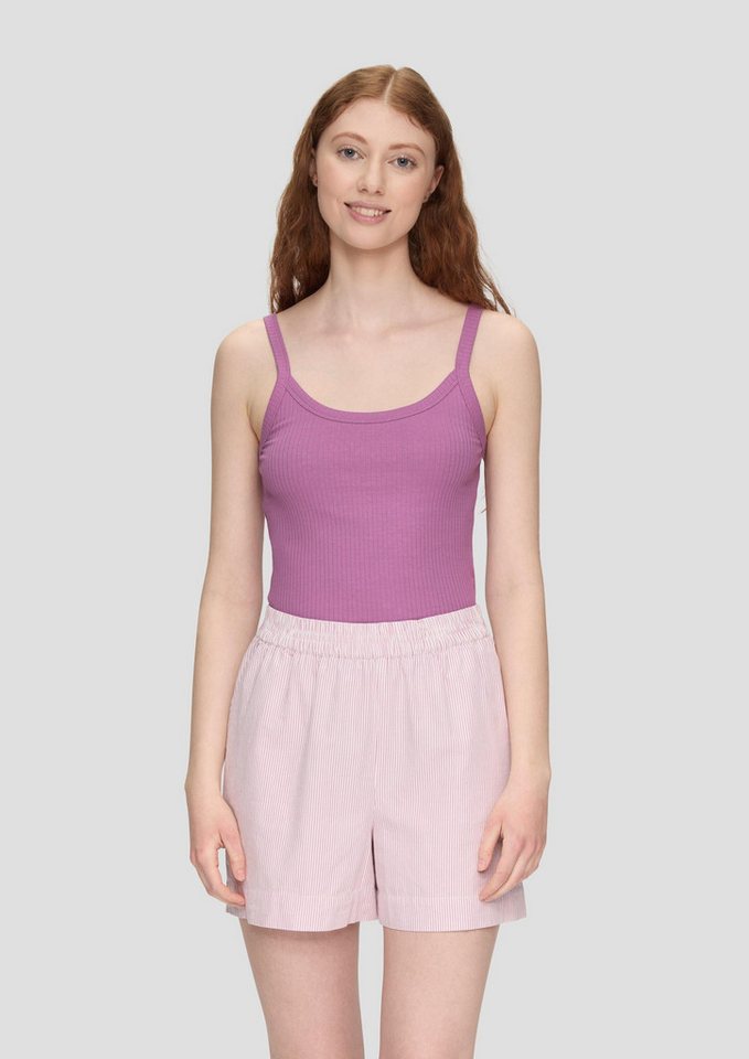 QS Muskelshirt T-Shirt Ärmelloses Top mit Rippstruktur von QS