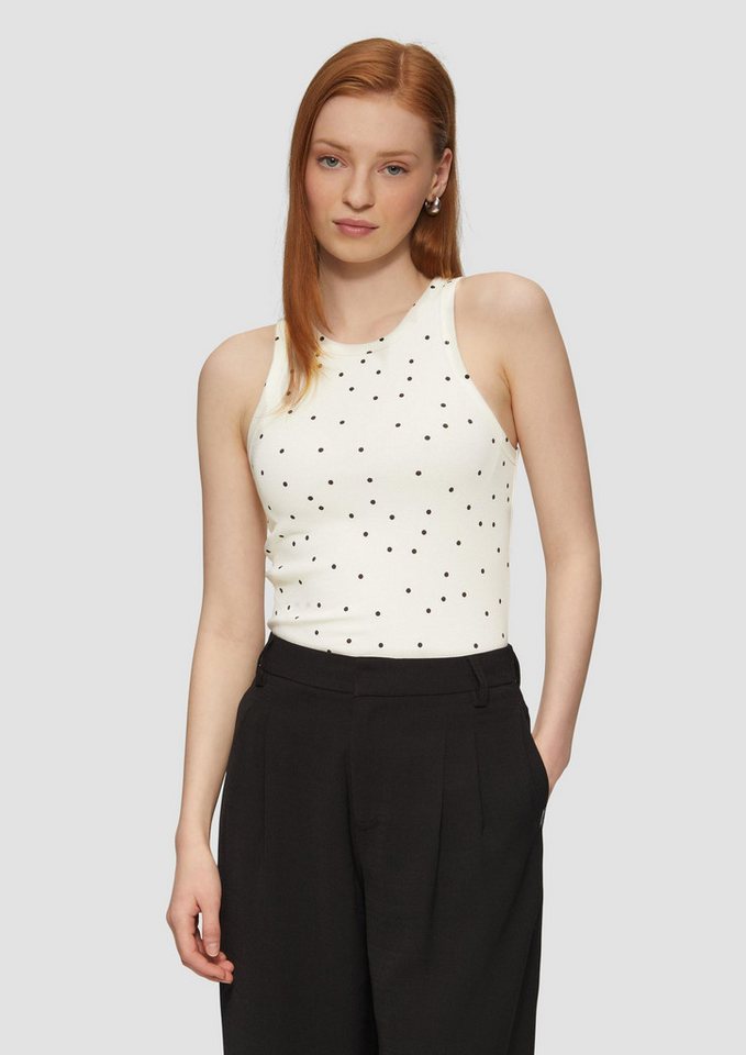 QS Muskelshirt T-Shirt Geripptes Tanktop mit All-over-Print von QS