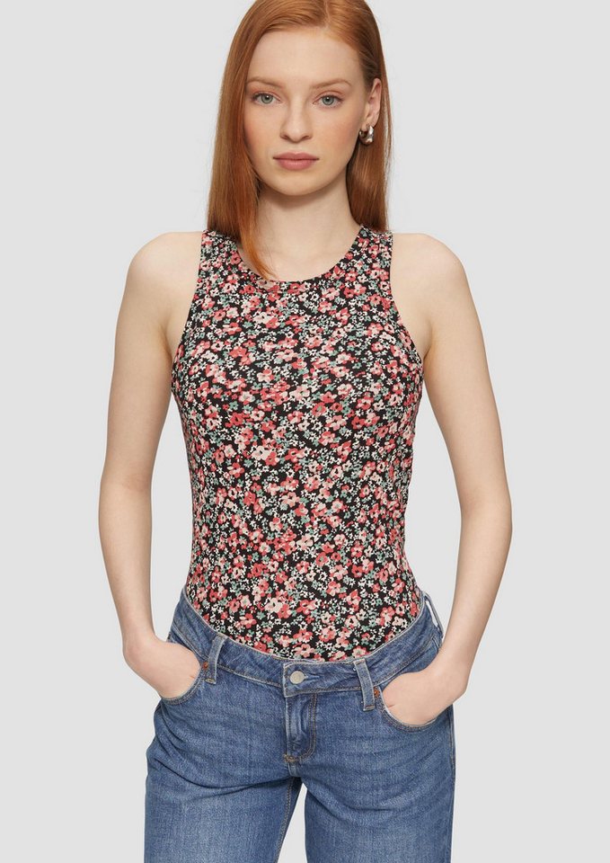 QS Muskelshirt T-Shirt Geripptes Tanktop mit All-over-Print von QS