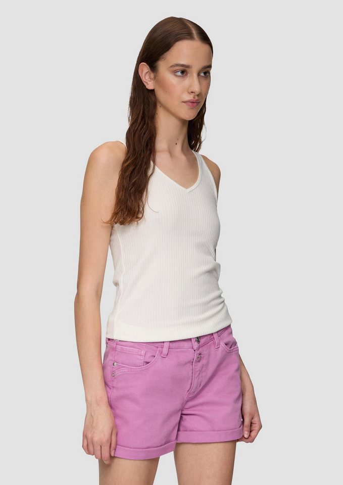 QS Muskelshirt T-Shirt Geripptes Top im Slim Fit aus Modalmix von QS